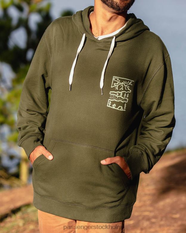 Passenger natur återvunnen bomull hoodie gran D422J91 gran